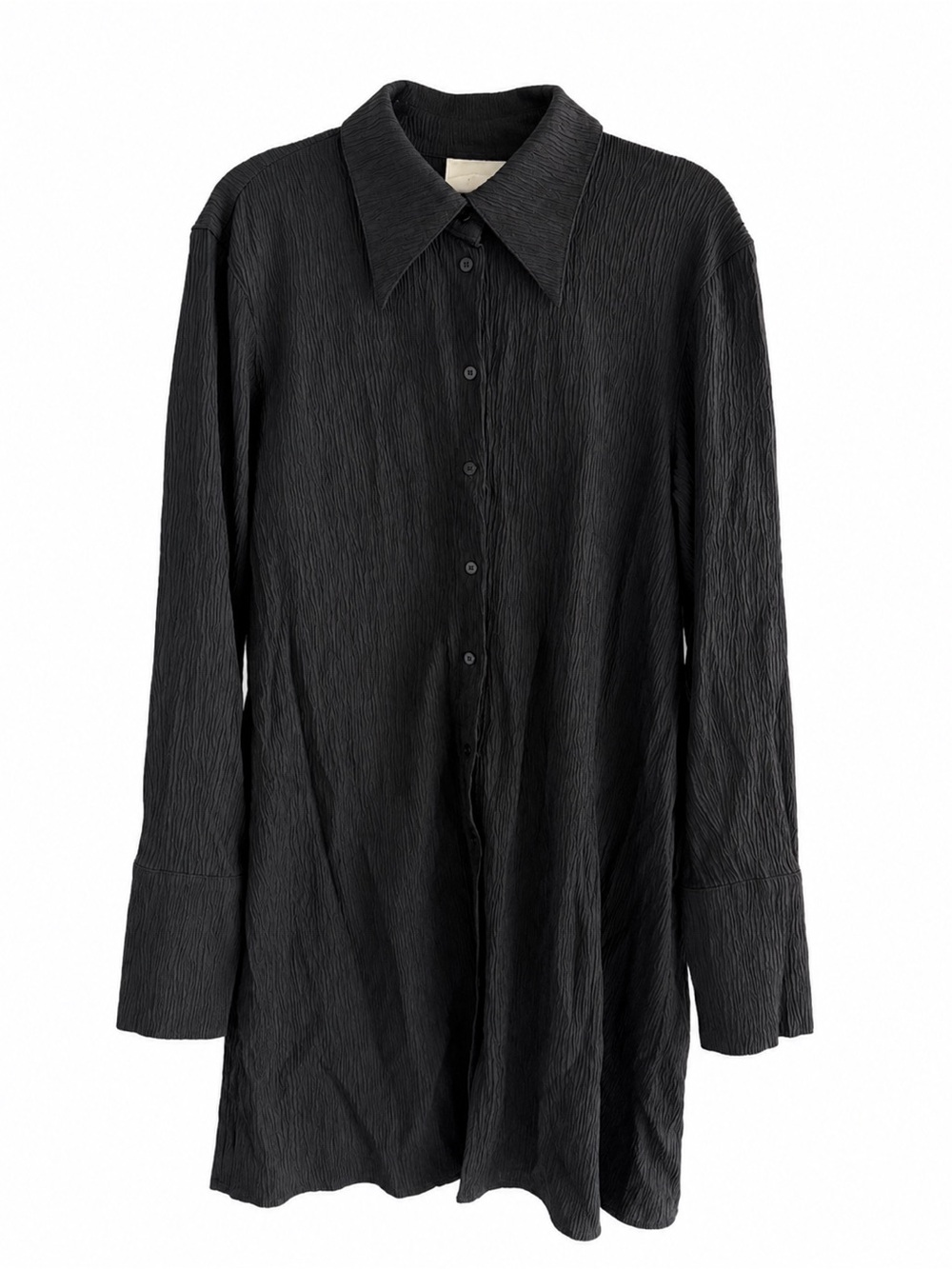 H&M Black Crinkled Midi Dress / Beach Cover-Up Size S